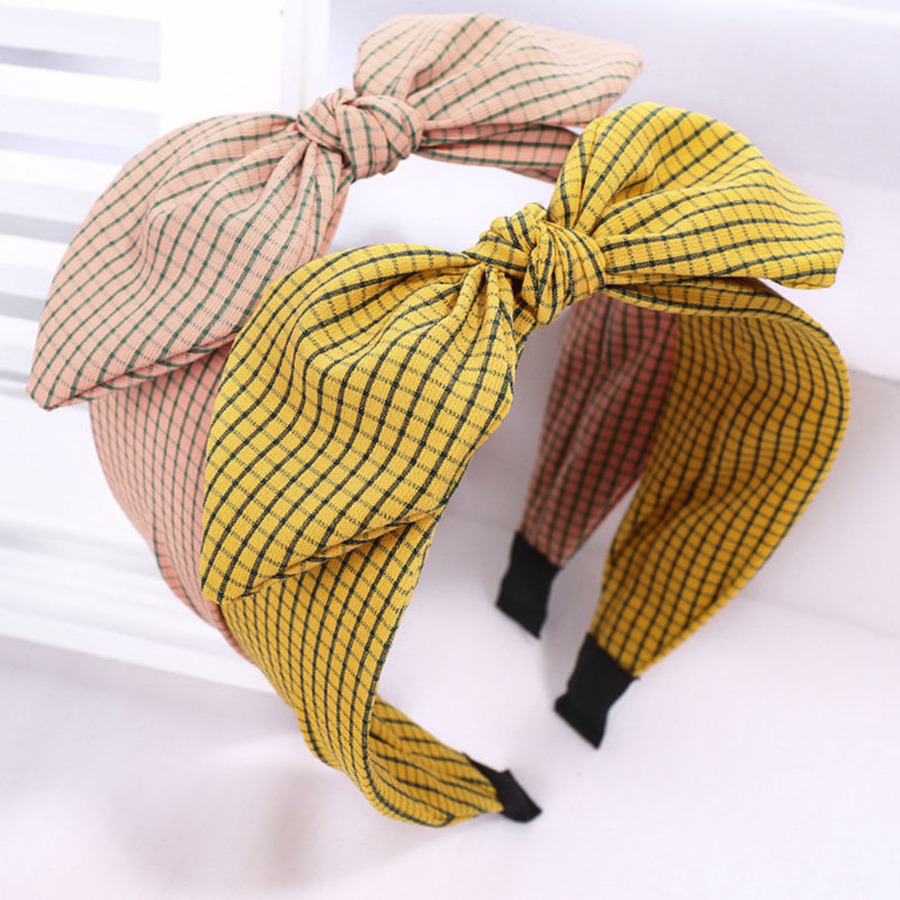 Băng Đô Nơ Họa Tiết Ca Rô Phong Cách Hàn Quốc Dành Cho Nữ