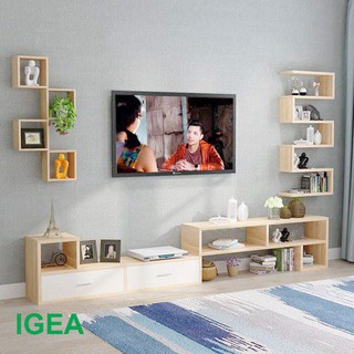 Kệ TV treo tường 2 ngăn kéo ô vuông và zích zắc