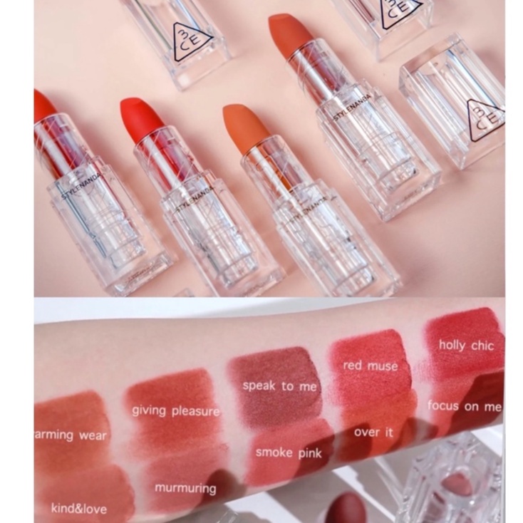 Son Thỏi Lì 3CE Soft Matte Lipstick Vỏ Trong Suốt Cho Làn Môi Mịn Màng Ẩm Mượt