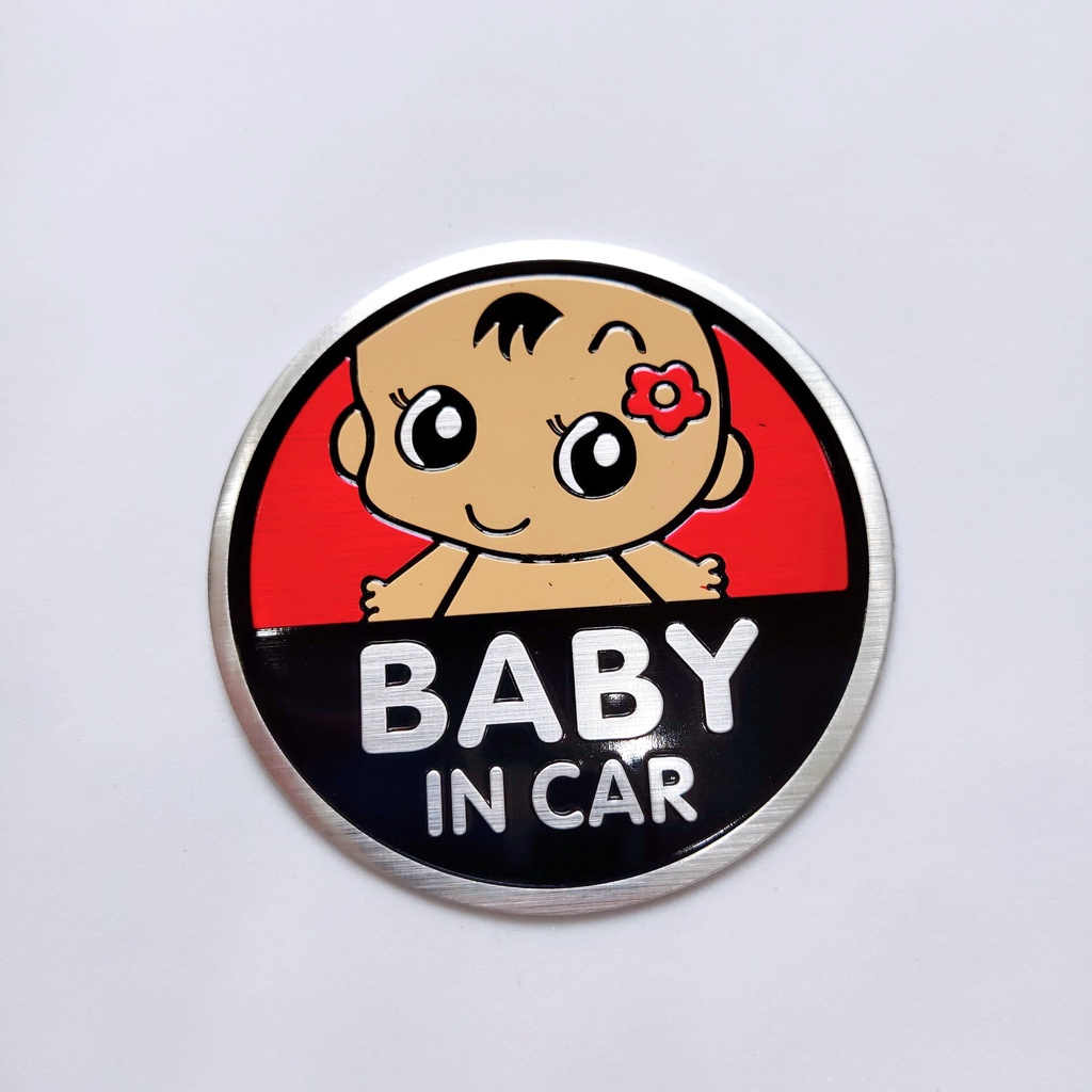 [Mã LIFEAUMAY giảm 10% tối đa 30k đơn 150k] Tem Nhôm Baby In Car Dán Xe Ô Tô Kích Thước 7.5 Cm Chống Thấm Chịu Nhiệt