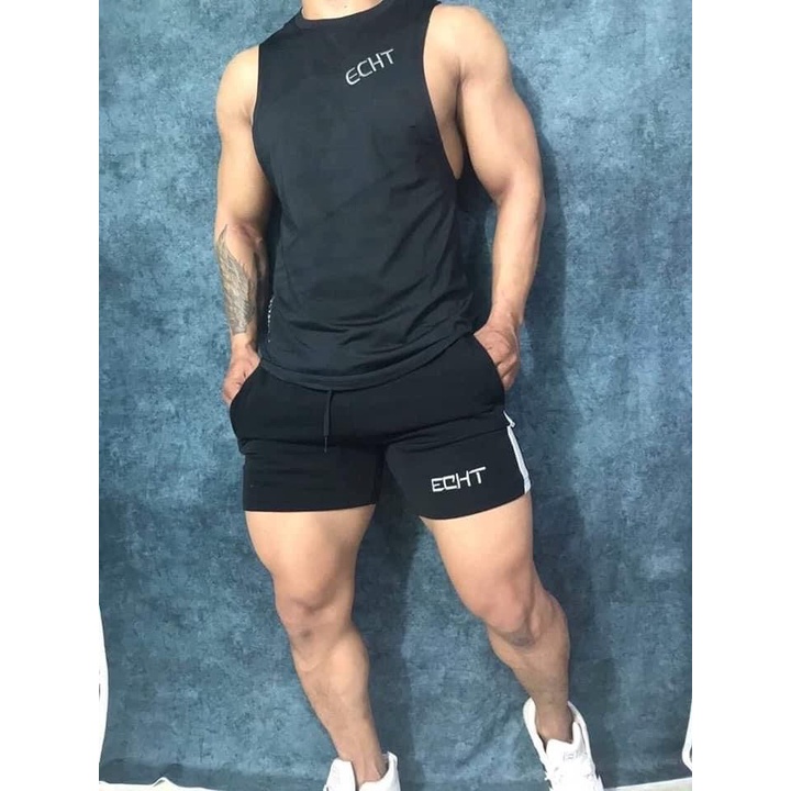 ÁO TANKTOP, ÁO BA LỖ THUN LẠNH CO GIÃN 4 CHIỀU TẬP GYM ECHT, GYMSHARK