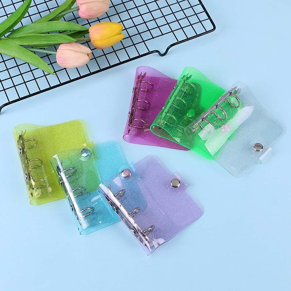 Vỏ Bọc Sổ Tay / Tài Liệu Mini 3 Lỗ Họa Tiết Chiếc Lá Màu Hồng Xinh Xắn