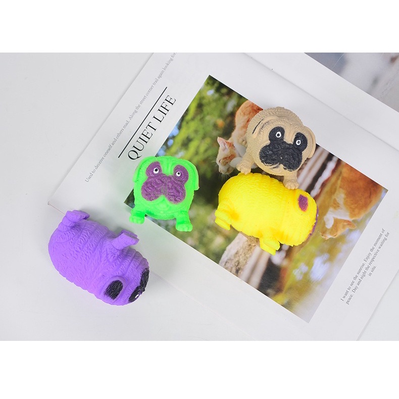 Squishy Mochi hình chó pitbull màu mè đồ chơi bóp tay mềm mịn dễ thương chân thực giảm stress co dãn đàn hồi ngộ nghĩnh