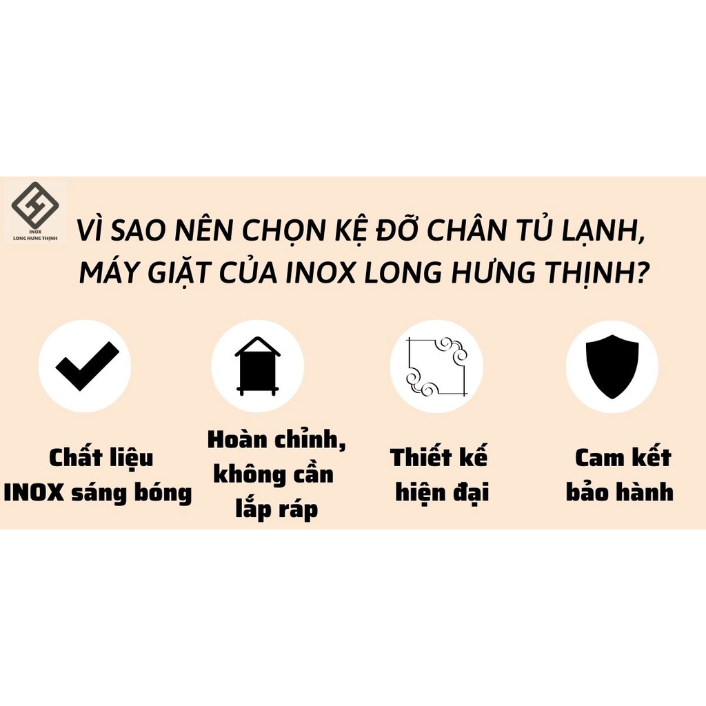 Kệ chân đỡ tủ lạnh, máy giặt INOX cao cấp,, không cần lắp ráp, sản phẩm hoàn chỉnh, chịu tải trọng lớn