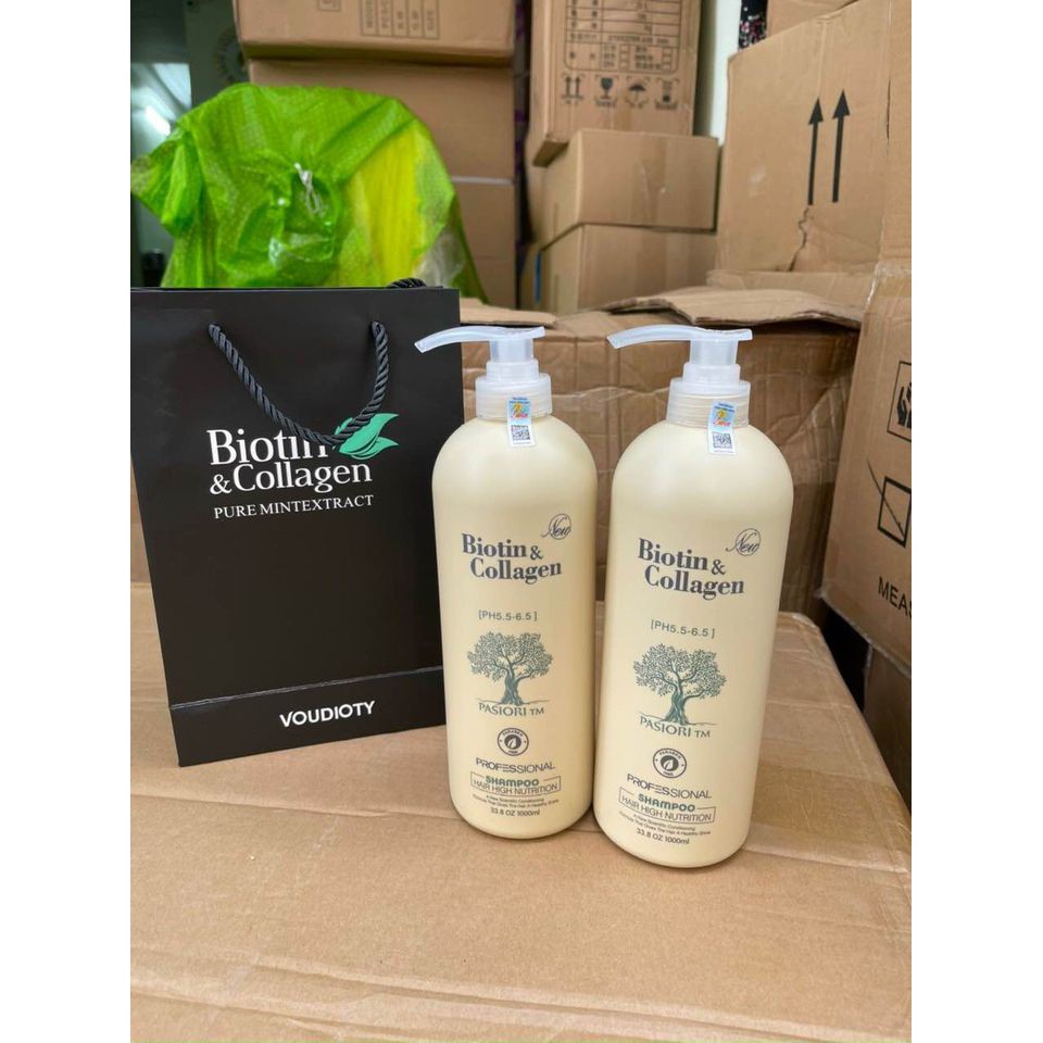 [Hàng Chính Hãng] Cặp Dầu Gội Xả Biotin Collagen Trắng 1000 ML Giảm Rụng Tóc, Phục Hồi Tóc Khô Xơ, Hư Tổn | BigBuy360 - bigbuy360.vn