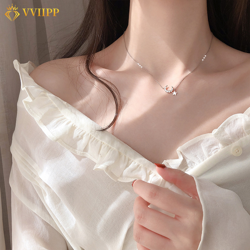 Dây chuyền Mặt Trăng Và Ngôi Sao Đính Đá Thời Trang Cho Nữ