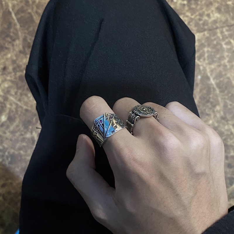 Nhẫn Đeo Tay Mạ Bạc Phong Cách Âu Mỹ Cá Tính Cho Nam