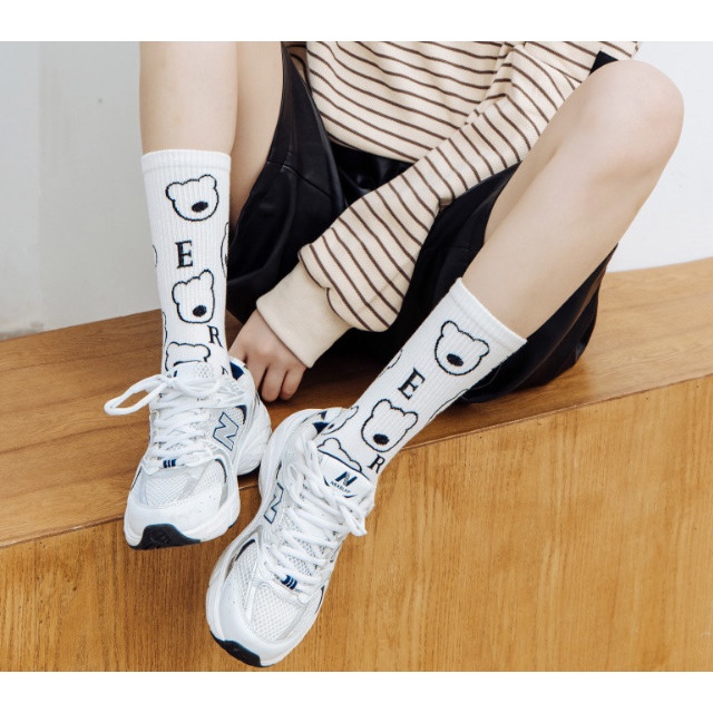 Vớ Tất hình Gấu, chữ B cao cổ Nam Nữ siêu dễ thương và xinh xắn