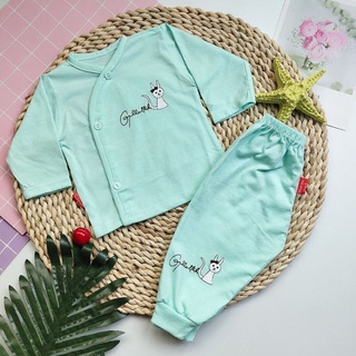 Bộ sơ sinh dài tay vạt chéo cotton đẹp