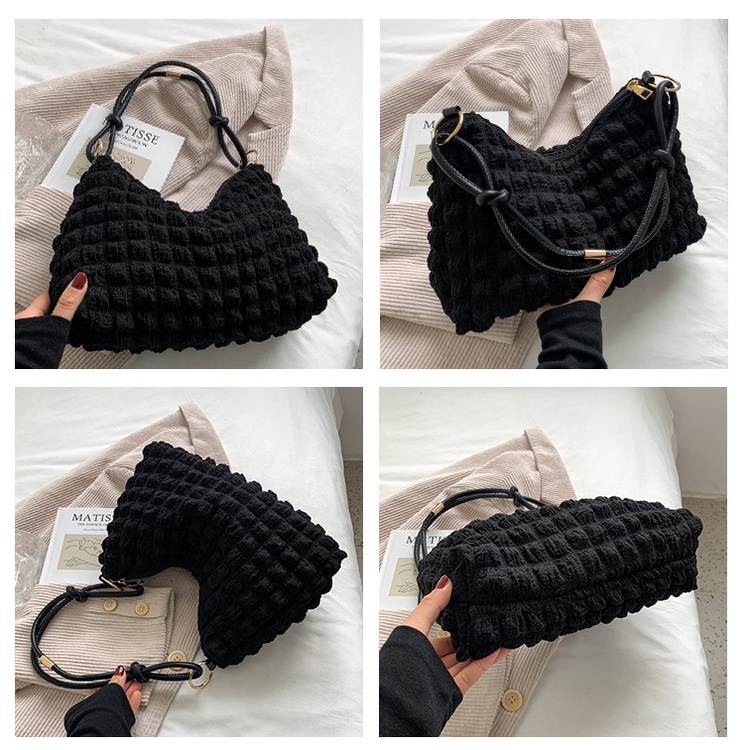 Túi xách đeo vai JASMIN NOIR bằng polyester thời trang Hobo đơn giản cho nữ