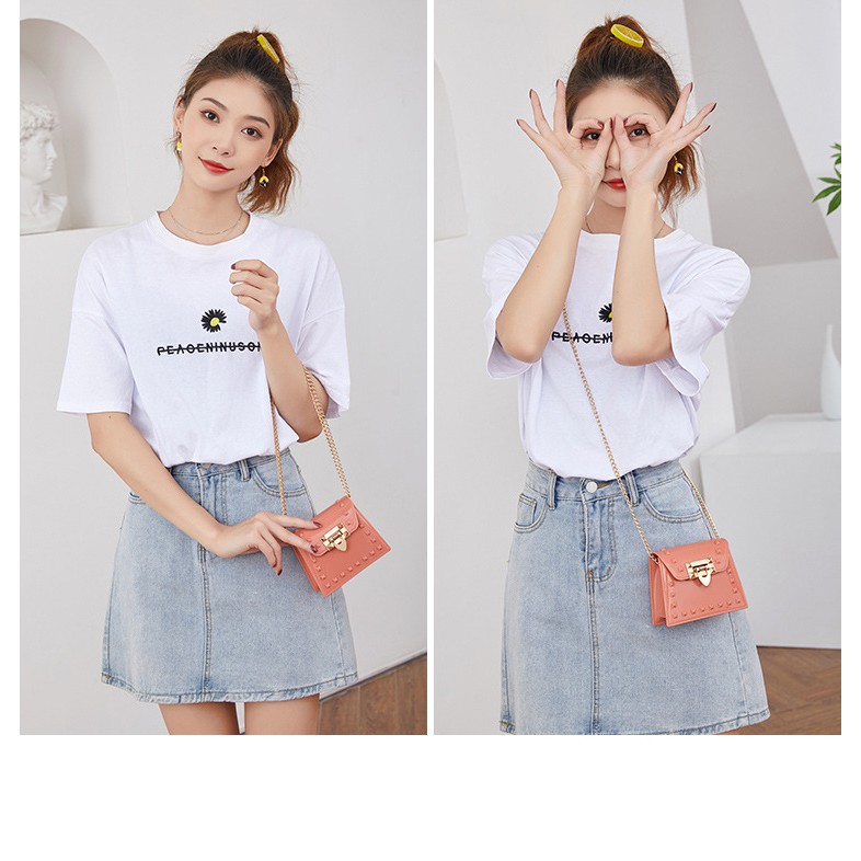 Túi đeo chéo mini nữ silicon hot trend nhựa bóng siêu đẹp nhiều màu hàng loại 1