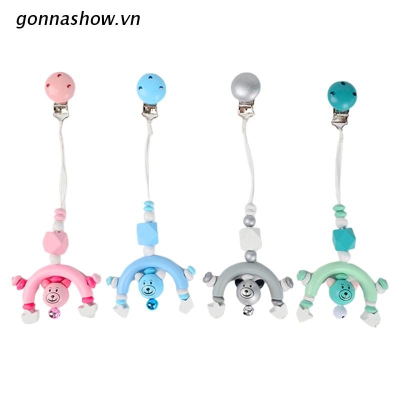 g.vn Baby Stroller Wooden Hanging Pendant Cute Bear Teething Toys Small Bell Rattle