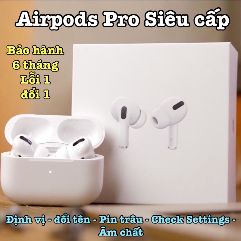 Tai nghe ko dây pro- Bluetooth V5.0, Định vị, cảm biến, đổi tên, check Settings, âm chất