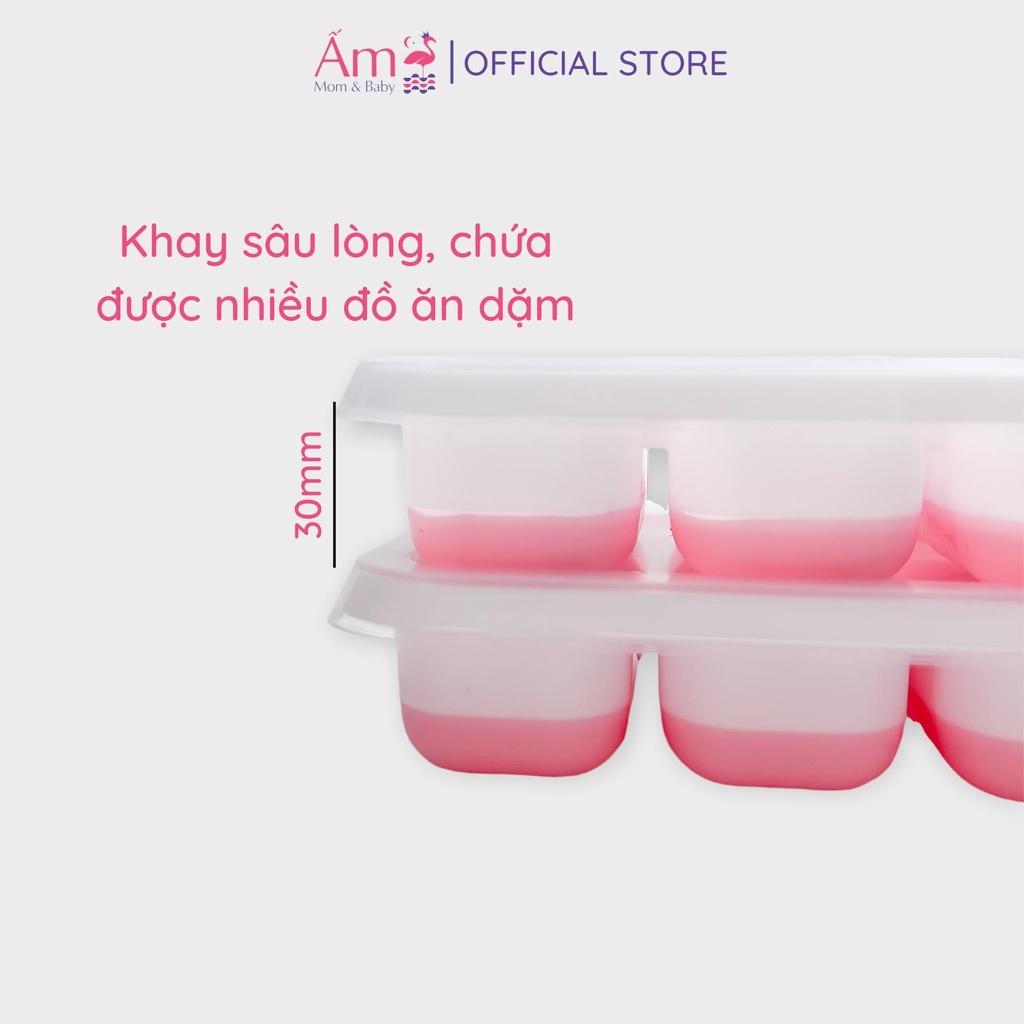 Khay Trữ Đông Đồ Ăn Dặm Silicon Cho Bé Ấm Baby Khuôn Làm Đá Bảo Quản Thức Ăn Ấm Gift Decor