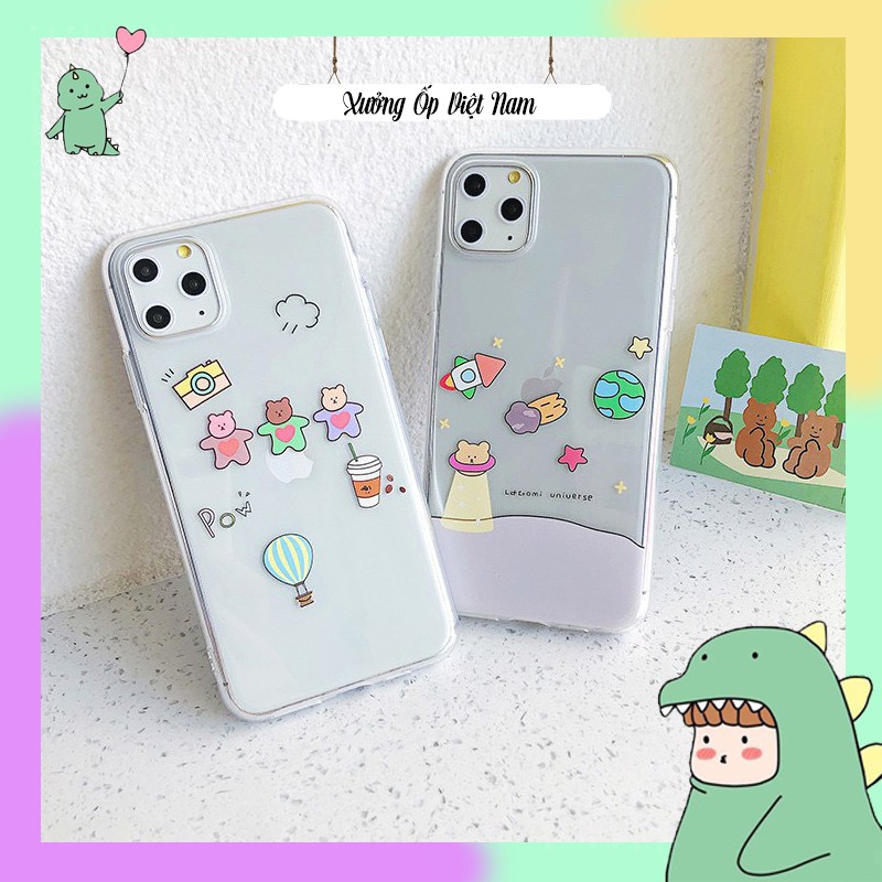 Ốp lưng iphone  Gấu và Địa cầu 6 6S 6Plus 6S Plus 7 8 7Plus 8Plus X XSMax 11 ProMax XR - Xưởng Ốp Việt Nam M694