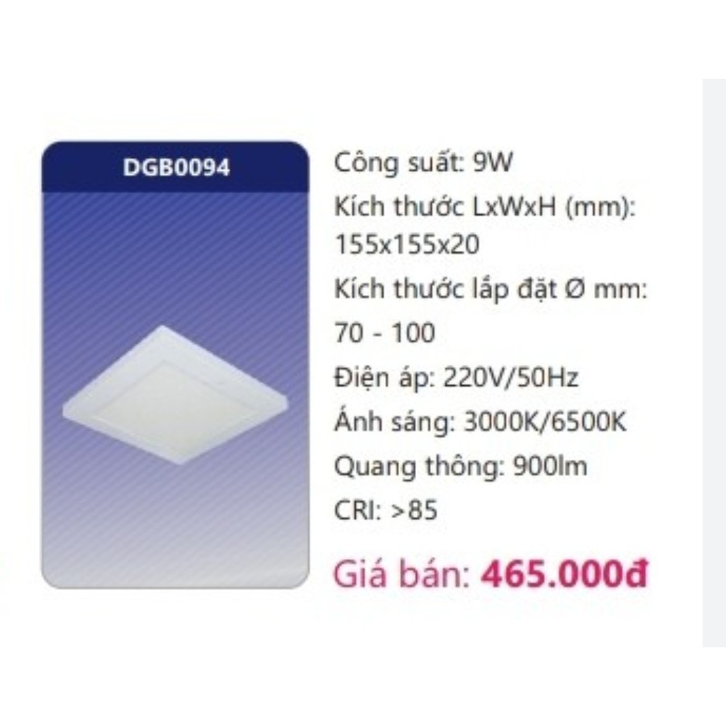 Đèn Led Panel cảm biến 18W DGB0184