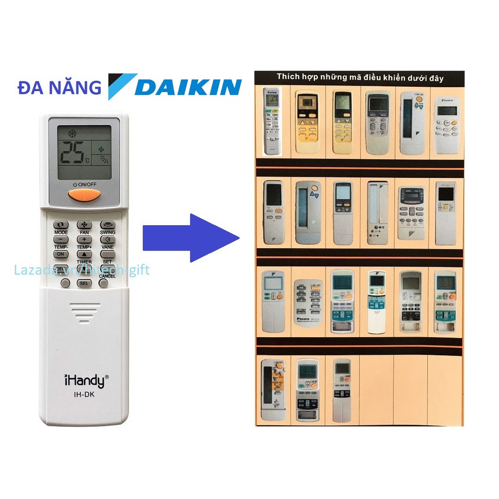 Remote Đa Năng Điều Khiển Được Nhiều Model Máy Lạnh DAIKIN Inverter (Kèm Pin AAA Maxell)