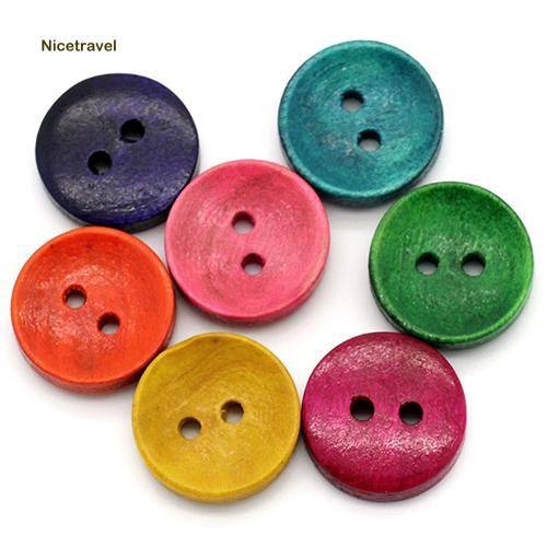 Phụ Kiện Trang Trí Xinh Xắn Chất Lượng✌100 Khuy Gỗ Tròn 2 Lỗ Nhiều Màu