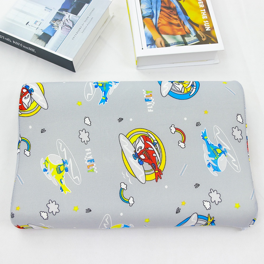 Gối cao su non cho bé, Vỏ gối Cotton kèm ruột gối cao su non kích thước 40x25cm