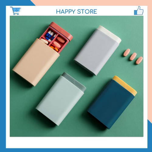 Hộp chia thuốc mini cầm tay nhỏ gọn hình chữ nhật, có thể mang đi hàng ngày tiện lợi