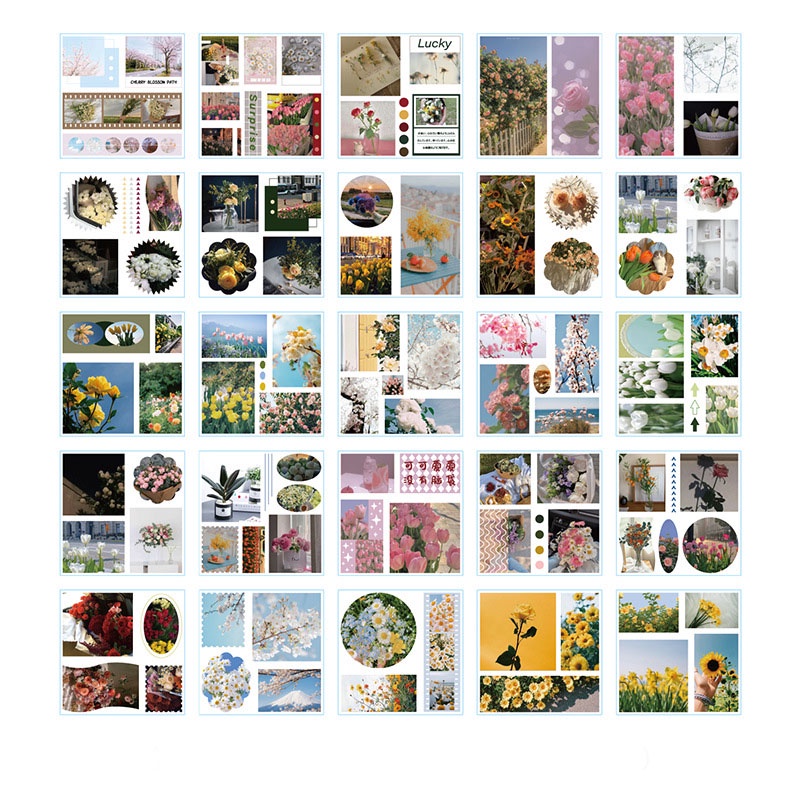 Hộp Set 50 - 100 Tờ Sticker PET Moody Aesthetic