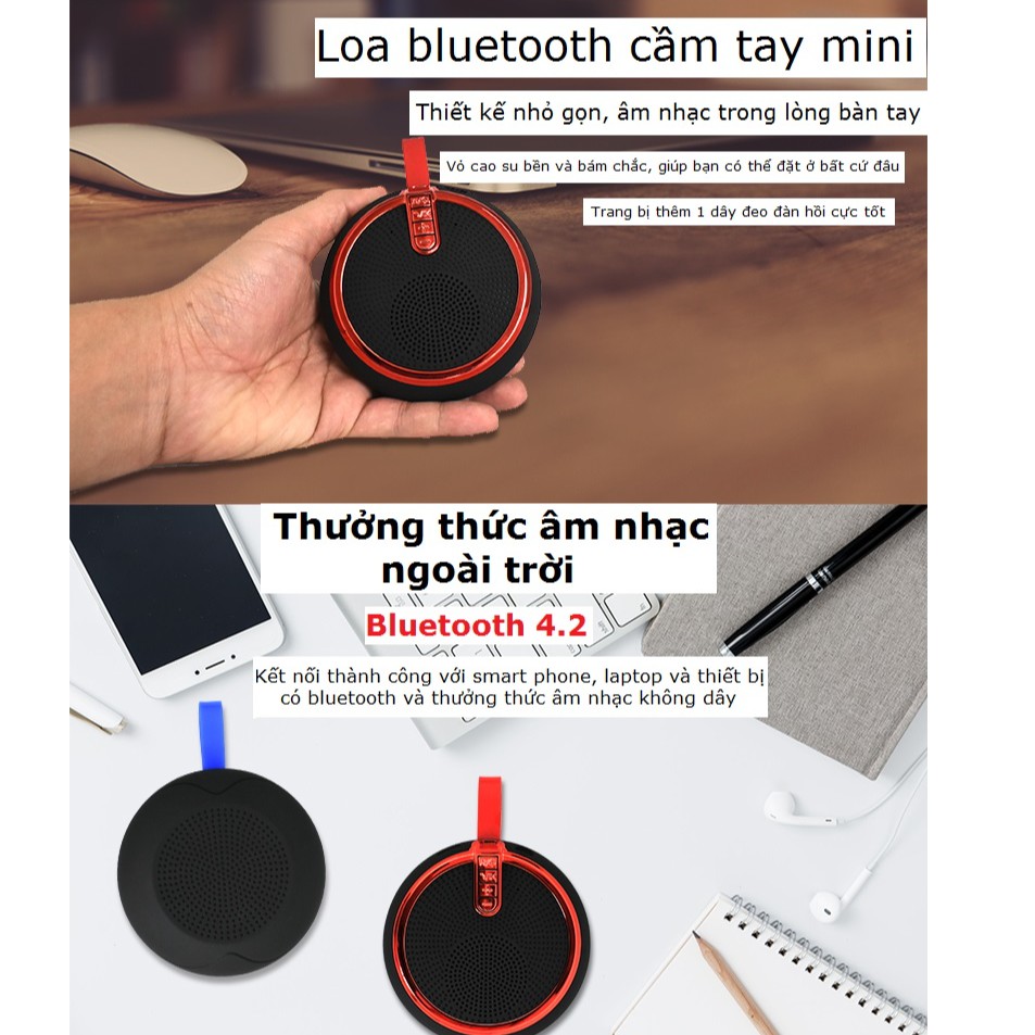 Loa bluetooth mini nghe nhạc BS119 cầm tay nhỏ gọn hỗ trợ thẻ nhớ và cổng 3.5