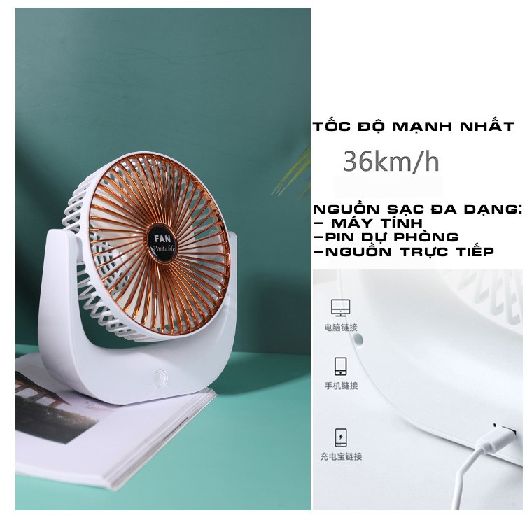 Quạt tích điện mini KM 3000mAh sạc tích điện để bàn, treo tường, treo nhà vệ sinh, an toàn cho trẻ nhỏ - HUSO