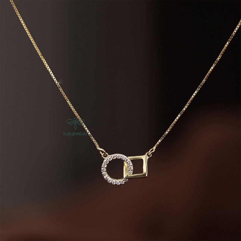 Dây chuyền bạc nữ TLEE mặt ghép tròn vuông mẫu lạ TleeJewelry D0111