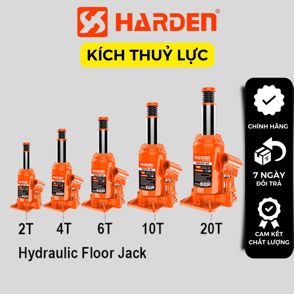 Kích đội thủy lực HARDEN 2-20 tấn | Con đội thủy lực có van an toàn, kích thủy lực nâng ô tô công nghiệp