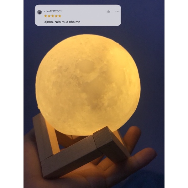 Đèn ngủ hình mặt trăng 3D để bàn trang trí phòng ngủ decor bàn học dùng pin cúc áo