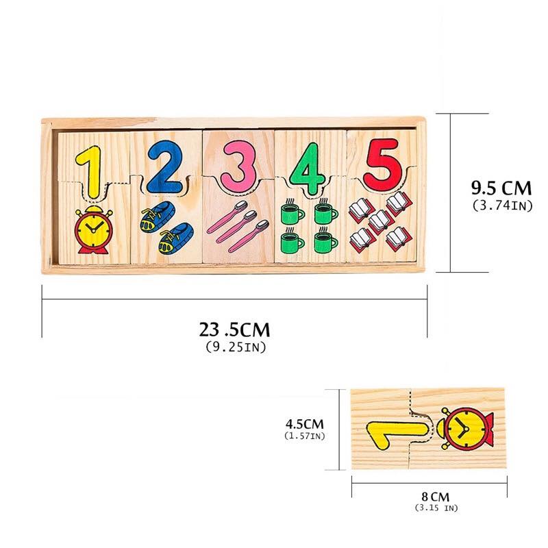 Hộp Ghép Số Học Đếm 2 Mảnh Từ 1 Đến 9 Kèm Hình Ảnh Minh Họa Giúp Bé Ghi Nhớ Tốt Hơn Bằng Gỗ Benrikids