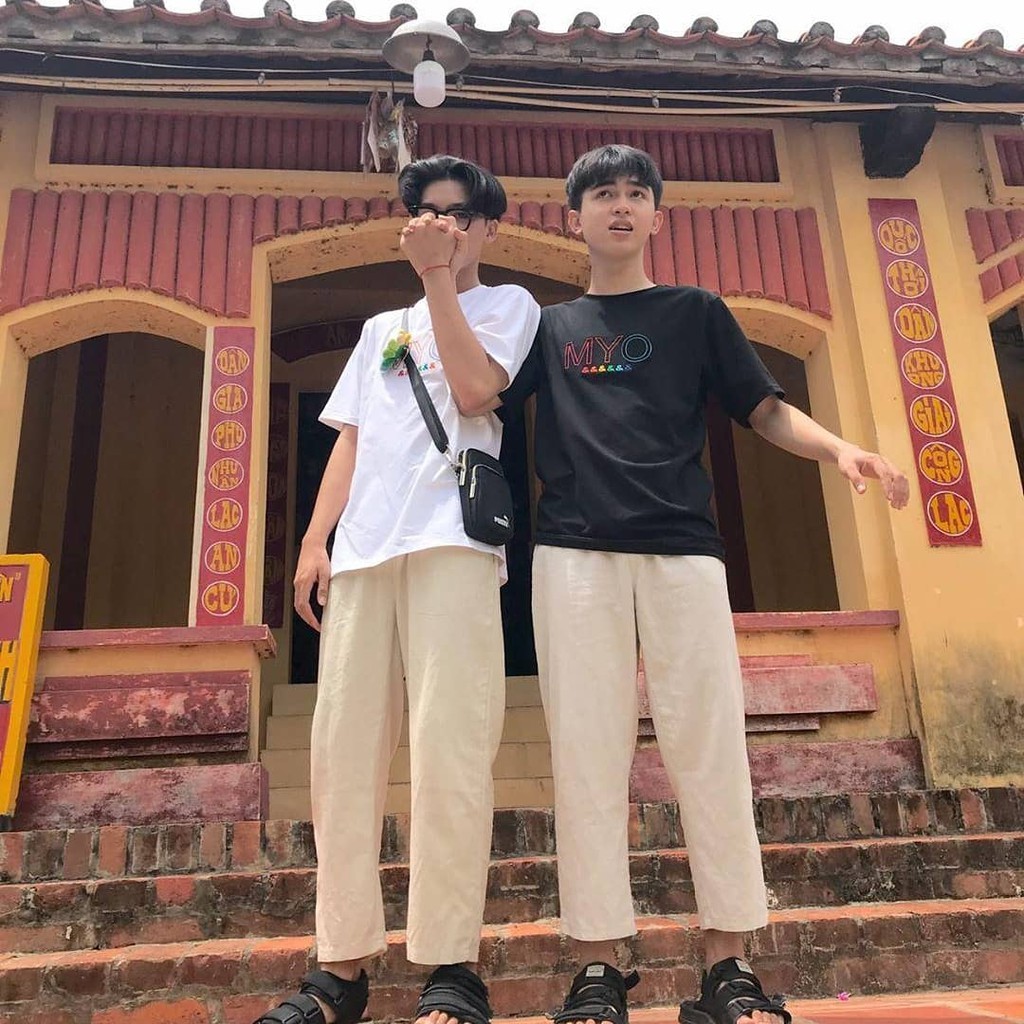 Áo Phông Đẹp MYO Vải Cotton Thêu Hình Lục Sắc Cao Cấp