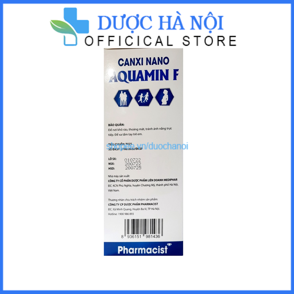 Viên uống canxi nano aquamin F cho người loãng xương , trẻ em còi xương, chậm lớn , giúp bổ sung canxi – hộp 30 viên