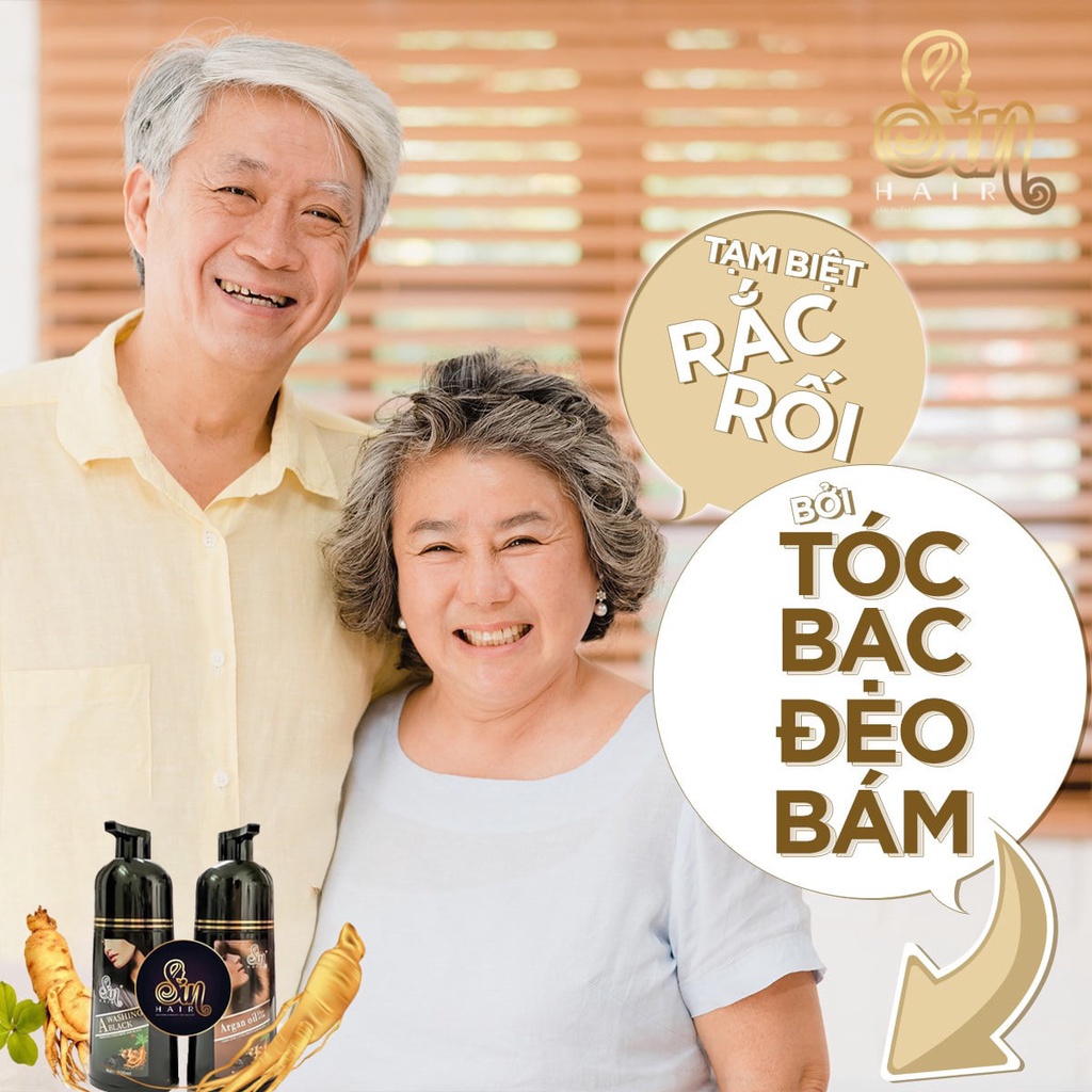 Dầu gội phủ bạc Sin hair nhân sâm Nhật Bản MÀU ĐEN - MÀU NÂU 500ml