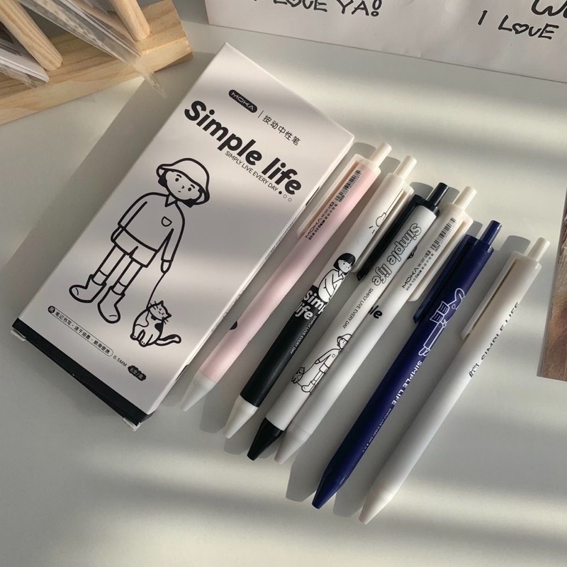 HỘP 6 BÚT BI NƯỚC SIMPLE LIFE NGÒI 0.5MM CỰC XINH