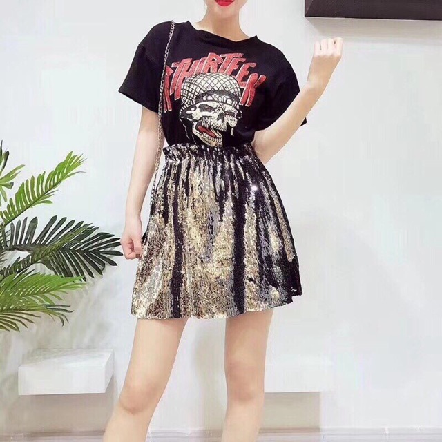 Set phông chân váy kim sa
