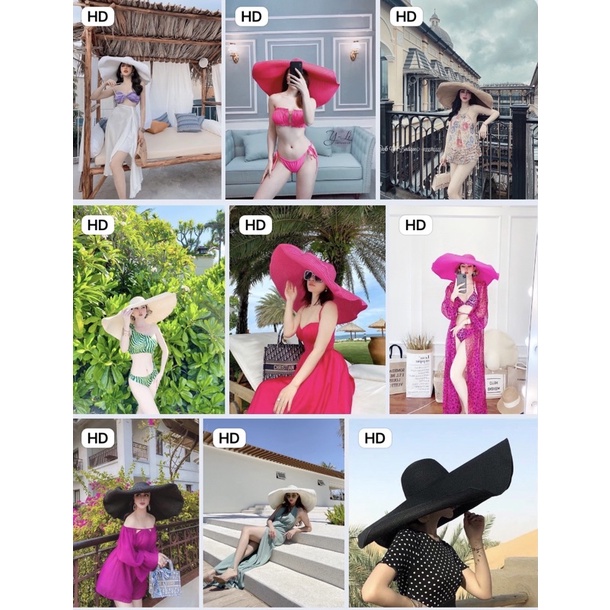 Mũ cói vành siêu rộng