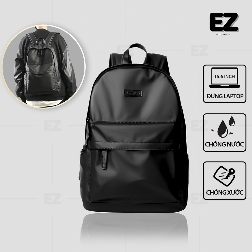 Balo đi học nam nữ basic BLT04 vải Oxford chống thấm nước, Balo đen đi học unisex thời trang đựng laptop 15.6 inch đẹp