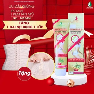 Kem tan mỡ gừng ớt - tặng kèm nịt bụng + thước dây