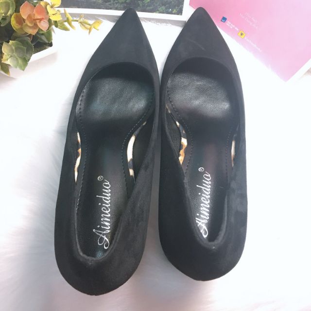 Giày cao gót đế vuông chất liệu da lộn cao 5 phân size 36 ôm chân sang trọng