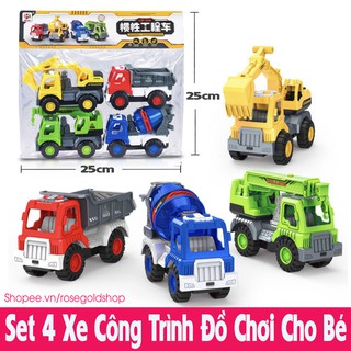 Set 4 Xe Công Trình Xây Dựng Chạy Đà