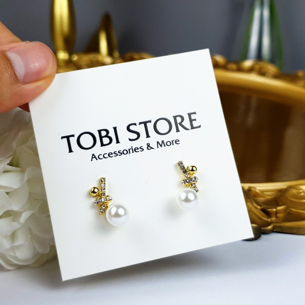 Bông tai nữ ngọc trai nhân tạo trắng họa tiết xinh xắn dễ thương TB257 TOBI STORE