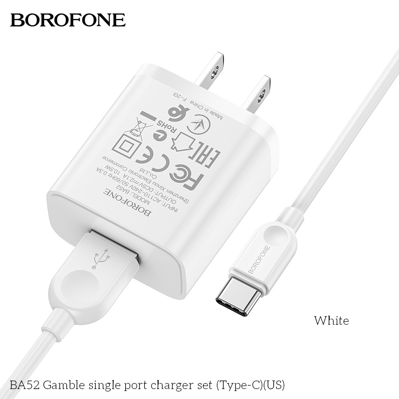 Bộ sạc cáp 2.1A BOROFONE BA52 dây dài 1m - Chính hãng