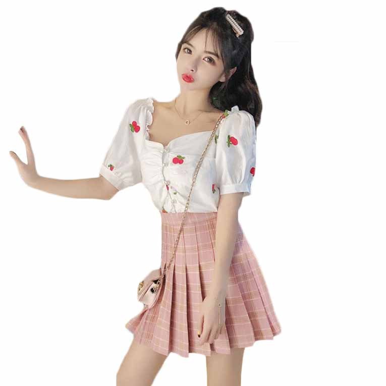 Bộ Áo Sơ Mi Ngắn Tay + Chân Váy Xinh Xắn Dành Cho Nữ 2020 | BigBuy360 - bigbuy360.vn