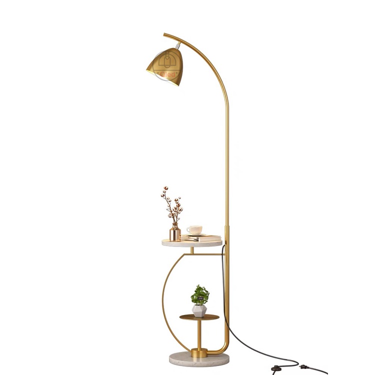 Đèn cây đứng chao đồng hình cái ly đế đá bàn đá cao cấp