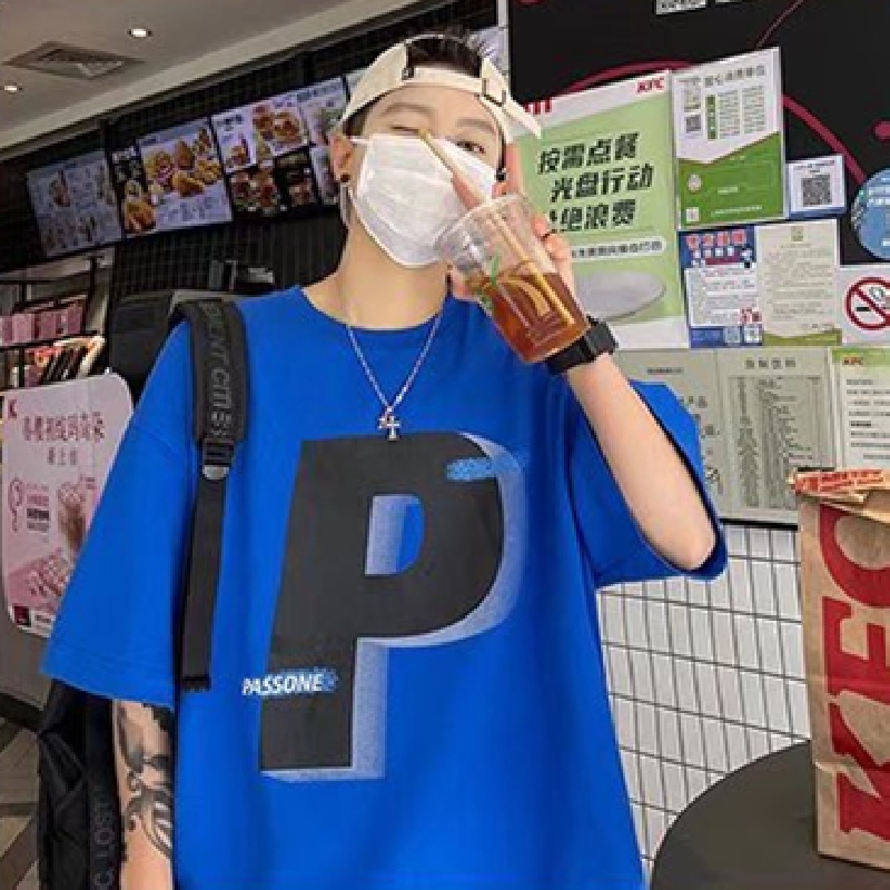 Áo Thun Dáng Rộng In Chữ Phong Cách Hip Hop Đường Phố Hàn Quốc Thời Trang Mùa Hè Cho Nam Cỡ M-5XL