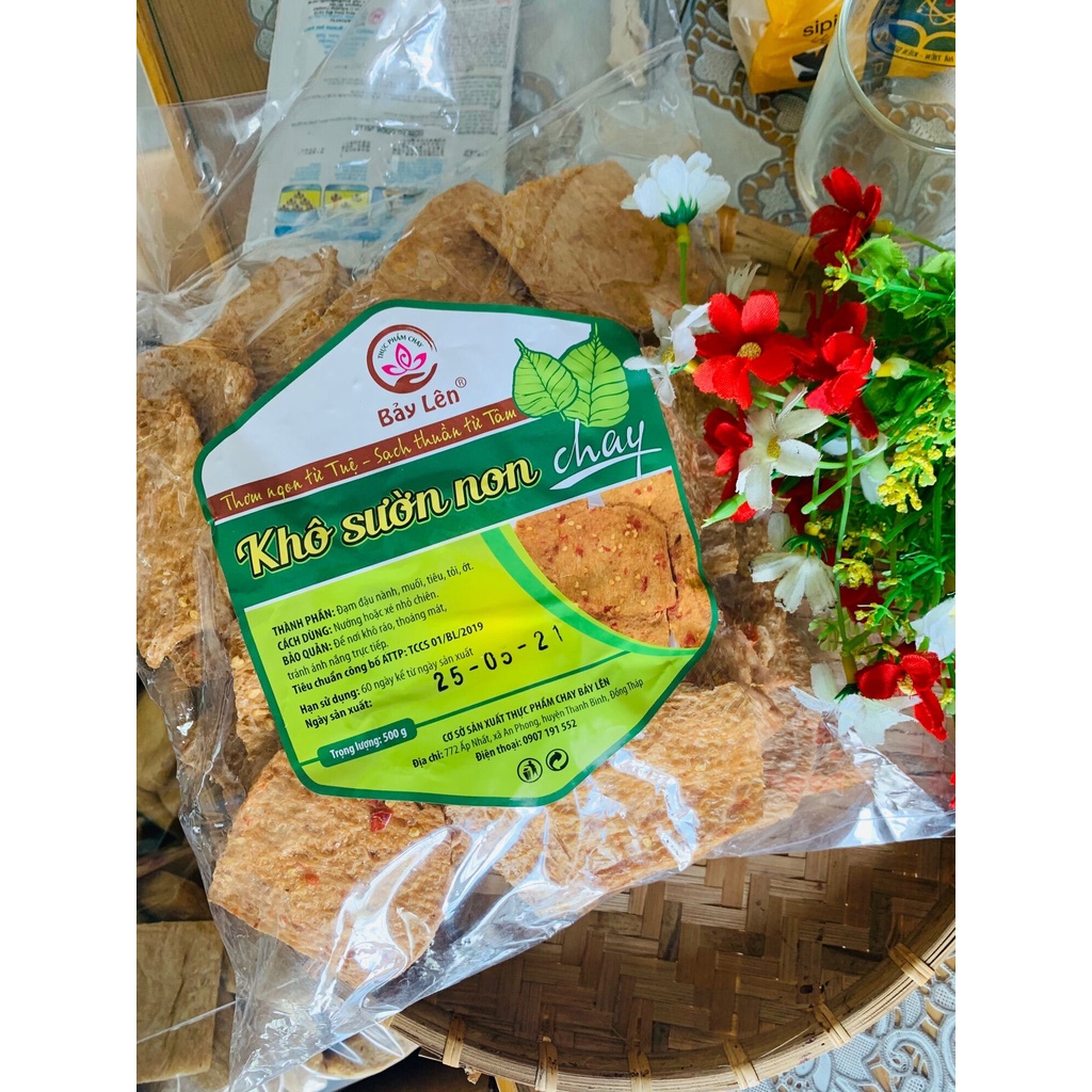 Khô sườn non chay  ''nguyên miếng'' gói 500gr đã ướp sắn gia vị