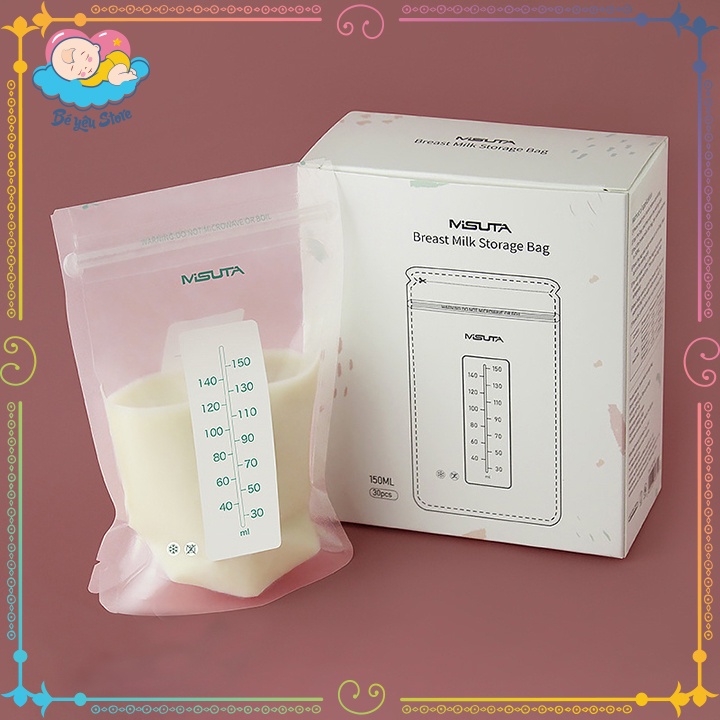 Túi trữ sữa 150ml có vòi rót – Túi trữ sữa 250ml thương hiệu MISUTA cao cấp có khóa zip dễ dàng bảo quản (Hộp 30 túi)