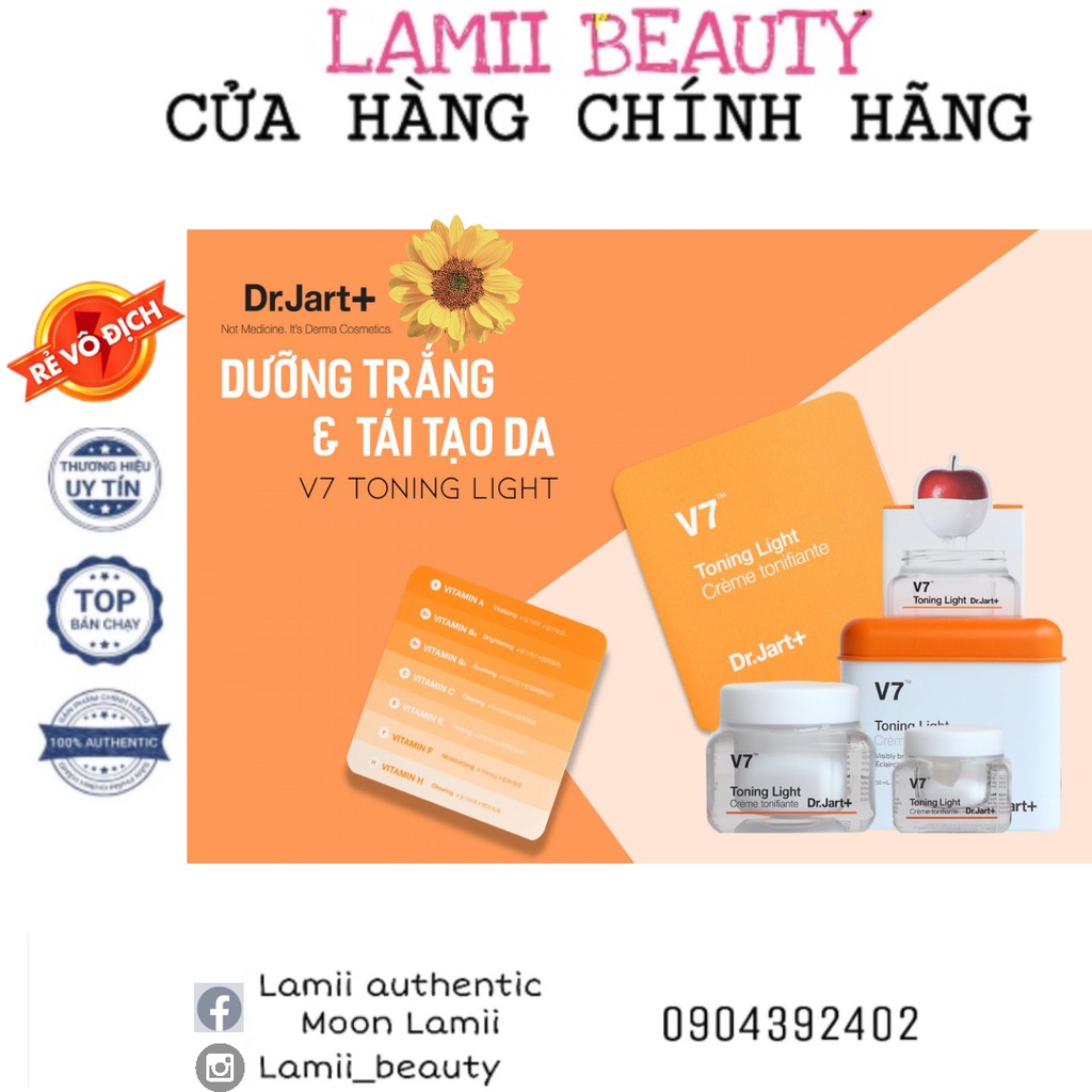 KEM DƯỠNG TRẮNG DA DR.JART+ V7 TONING LIGHT MẪU MỚI