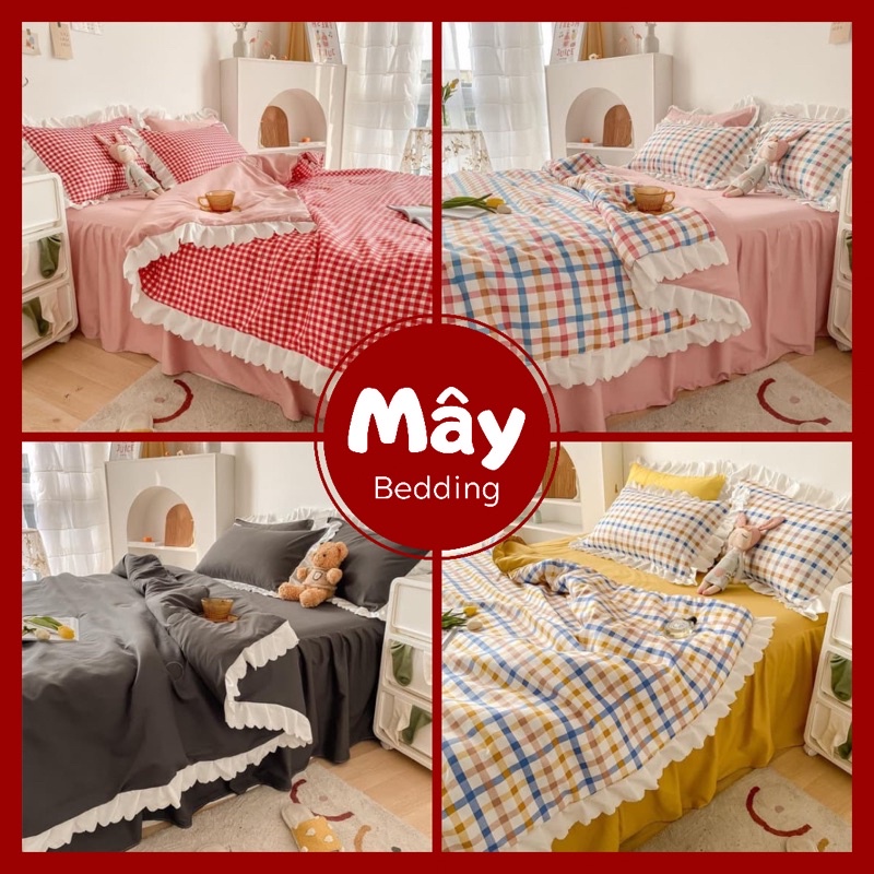 Bộ chăn ga gối Cotton Lụa chăn chần bông mùa hè MÂY BEDDING